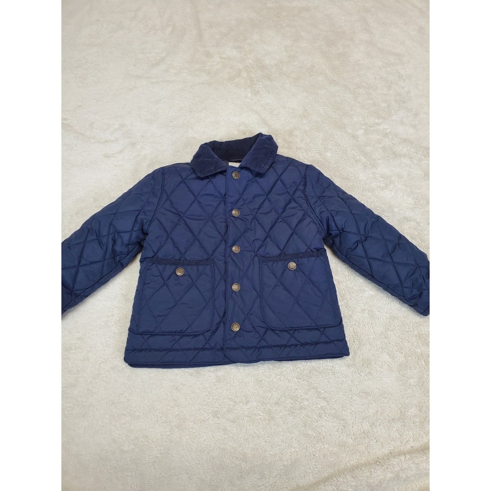Janie and Jack Navy Blue Quilted Snap Barn Jacket Boys Kids 2T Kidcore Classic
